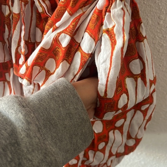 Charina Sarte Ruffle Tala Mini Dress | Print/Orange/ White/ Brown | Size Small - Picture 5 of 6